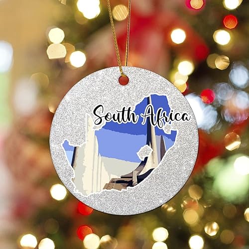 Vista 97 de Christmas Round Ornament South Africa Lands Ceramic Keepsake Visitor Souvenir 3 Inch with Gold String Hometown City Pride Home Decorations Christmas