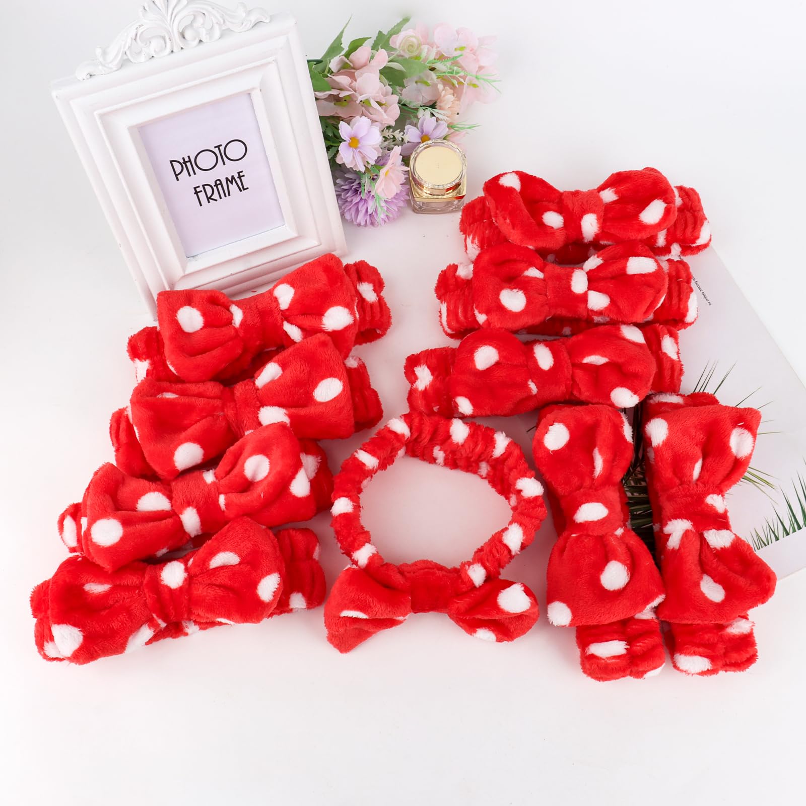 10 Pcs Red Fleece Makeup Headbands Soft Coral Fleece Hair Bands for Face Amazon.com : Casoty 12 Pcs Red Spa Headbands, Facewash  main image 2