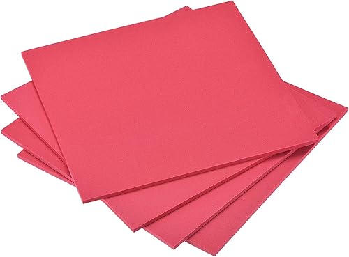uxcell Hojas de espuma EVA roja de 10 x 10 pulgadas, 0.197 in de grosor para manualidades, proyectos de bricolaje, 4 unidades