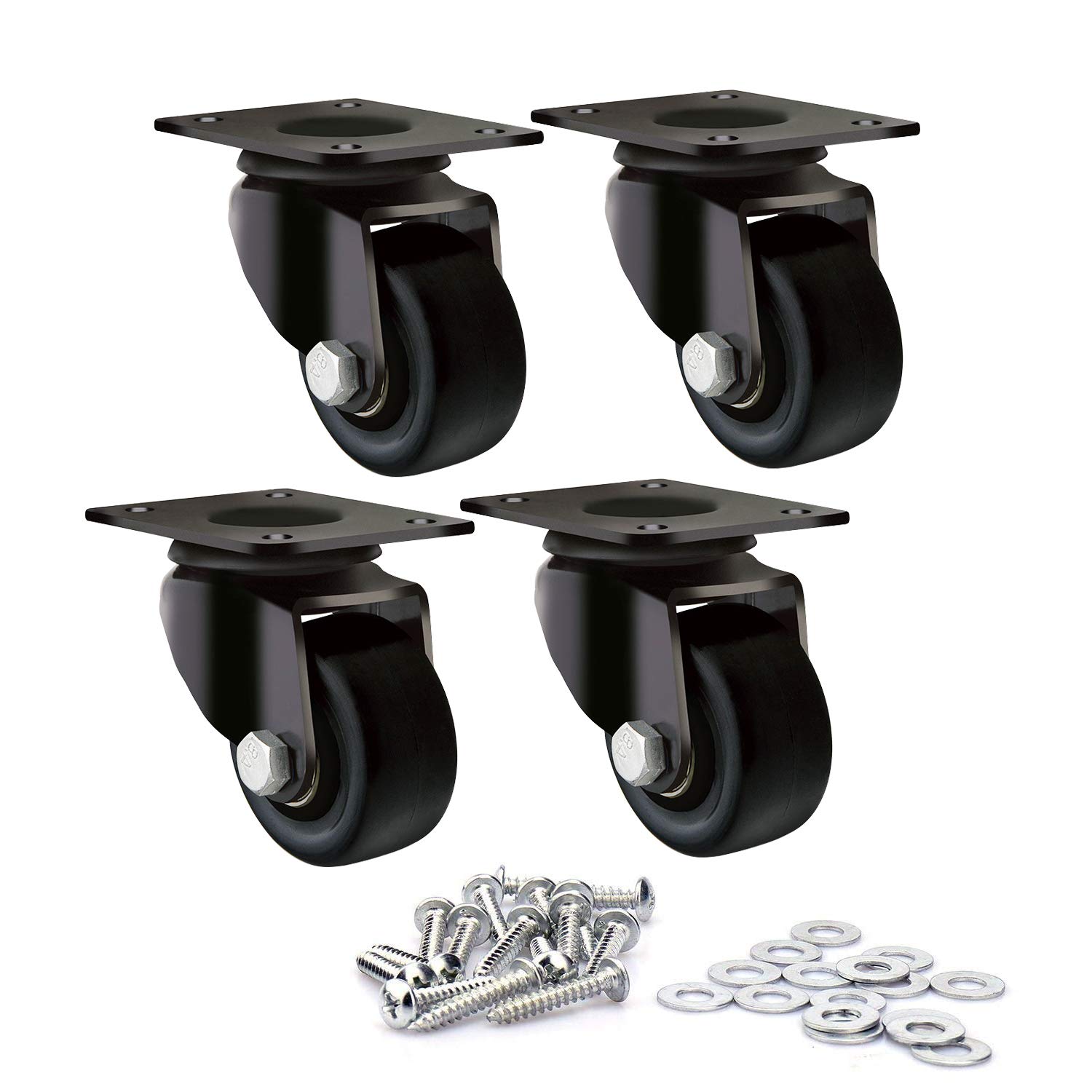 DGQ Heavy Duty Casters 2" Swivel Plate Caster Wheels Premium Commercial Grade Non-Marking Durable Nylon castors with 1320 lbs Capacity 4 Pack
