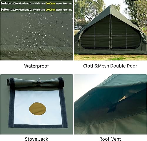 Miniatura 3 de Tienda de campaña inflable con bomba de mano, impermeable, para exteriores, para 2-8 personas, Oxford, 4 estaciones, glamping, tienda de campaña de