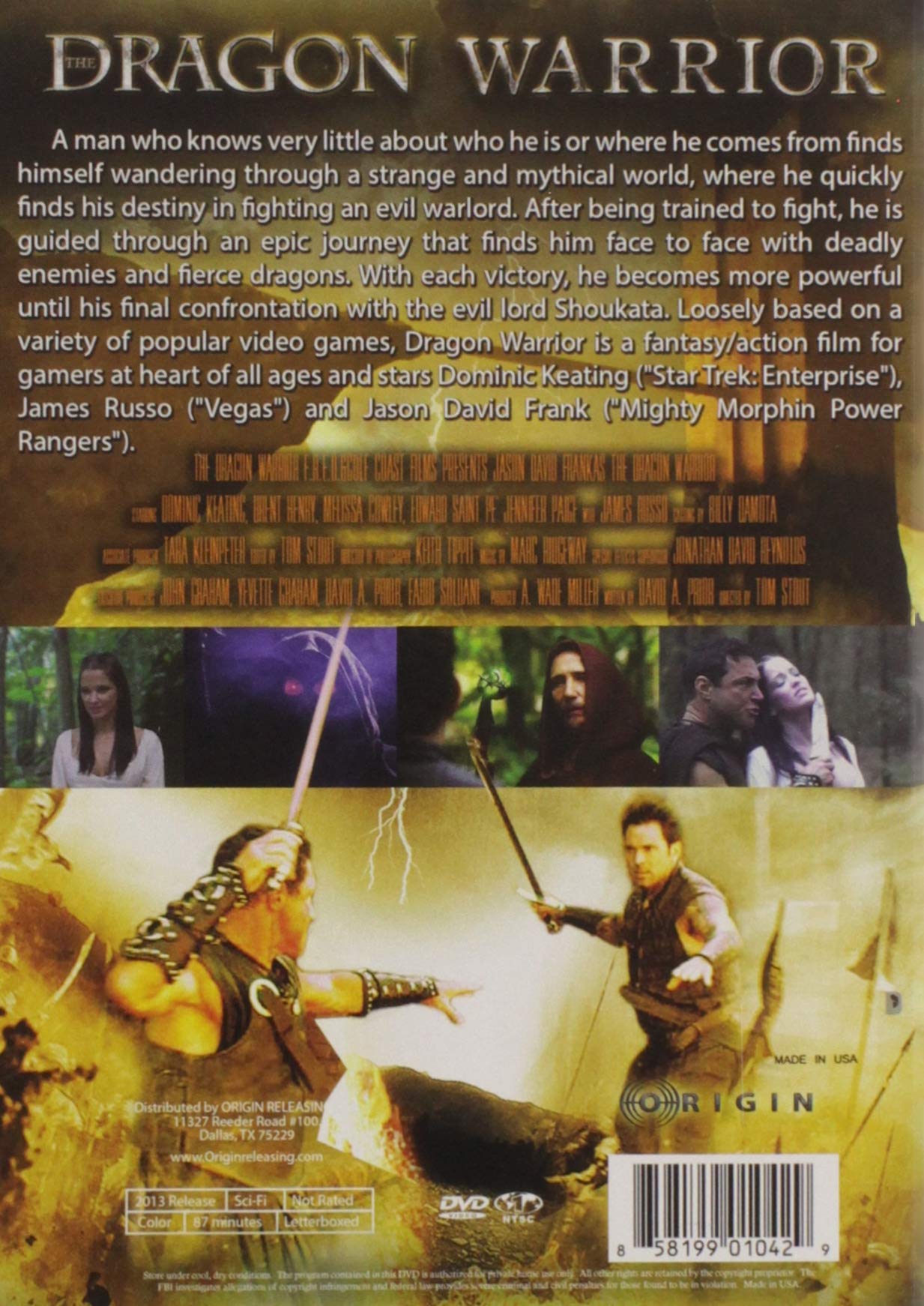 DVD Video of Dragon Warrior With Jason David Frank, Dominic Keating and James Russo.