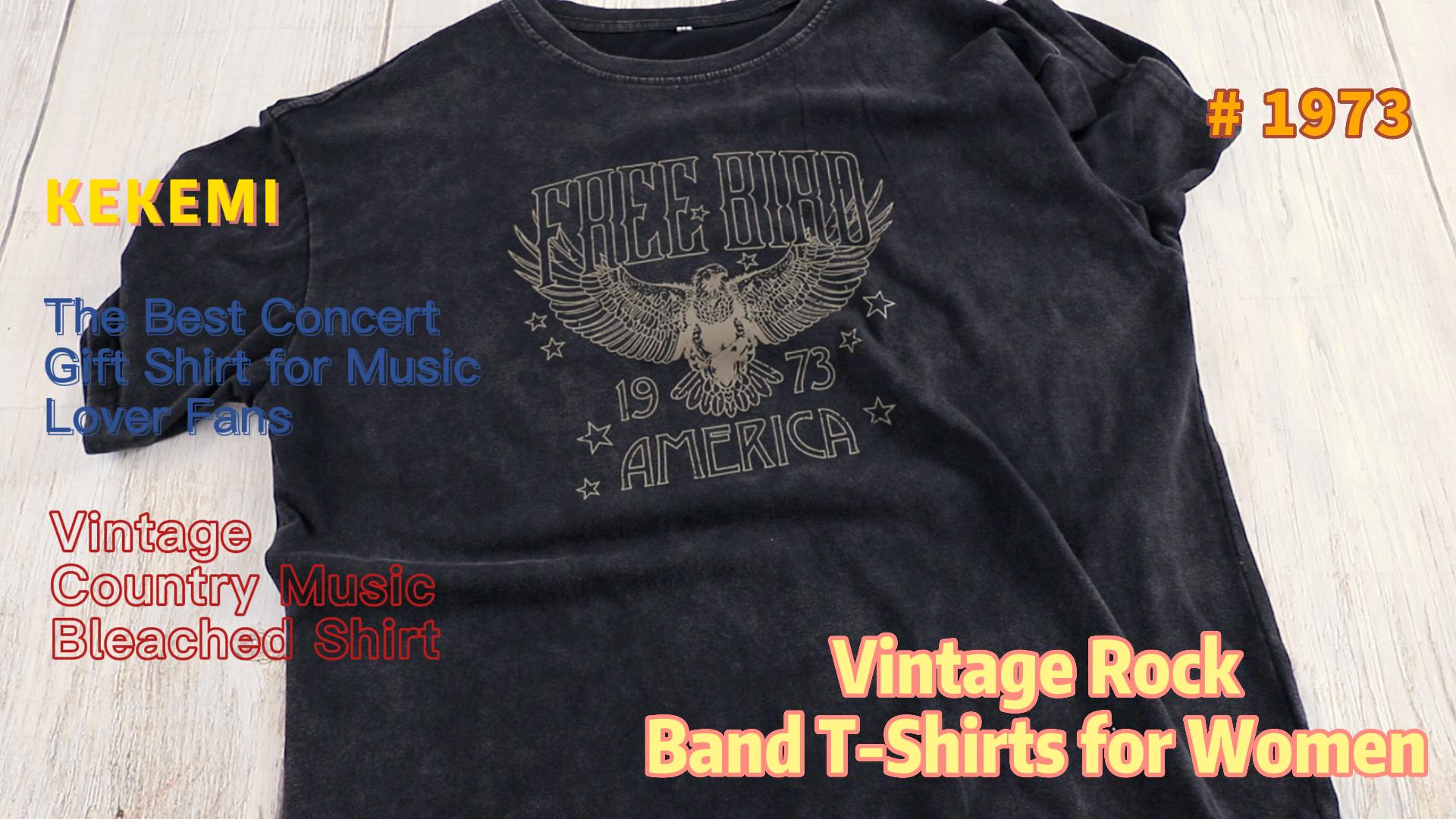 KEKEMI Vintage Rock Band Tshirts Women Retro Free Bird Western