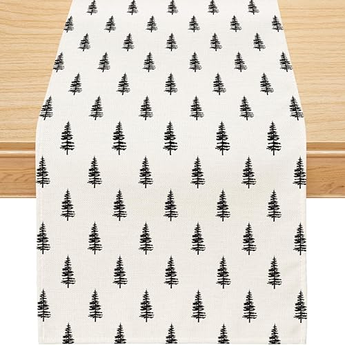 Siilues Camino de mesa de Navidad, decoración de árbol de Navidad, camino de Navidad para mesa, decoración de invierno de temporada para decoración