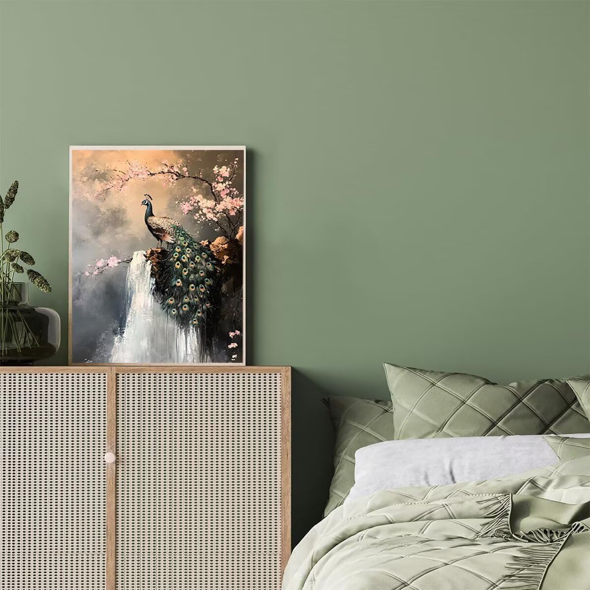 Dipingere con i Numeri Pavone, Paint by Numbers Adulti Cascata, Fai da te Creativi Adulti Quadri da Dipingere Numerati Kit per Decorazione Della Parete di Casa, Regalo 70x95 cm Senza Cornice BG-9