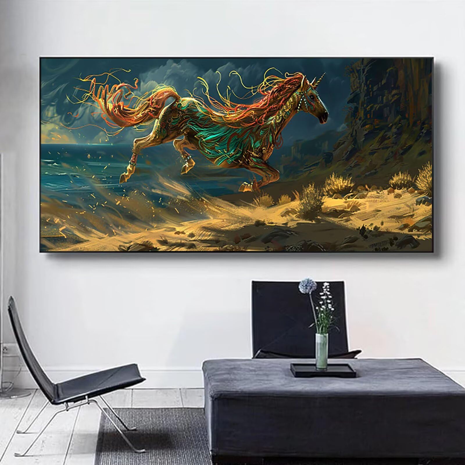 Malen nach Zahlen Kinder Pferd Malen Nach Zahlen Erwachsene, Geschenke für Mädchen Junge Bastelset Set, Malen nach Zahlen Abstrakt | Malen nach Zahlen Ohne Rahmen, (60x120cm) Bastelset Erwachsene 9-F