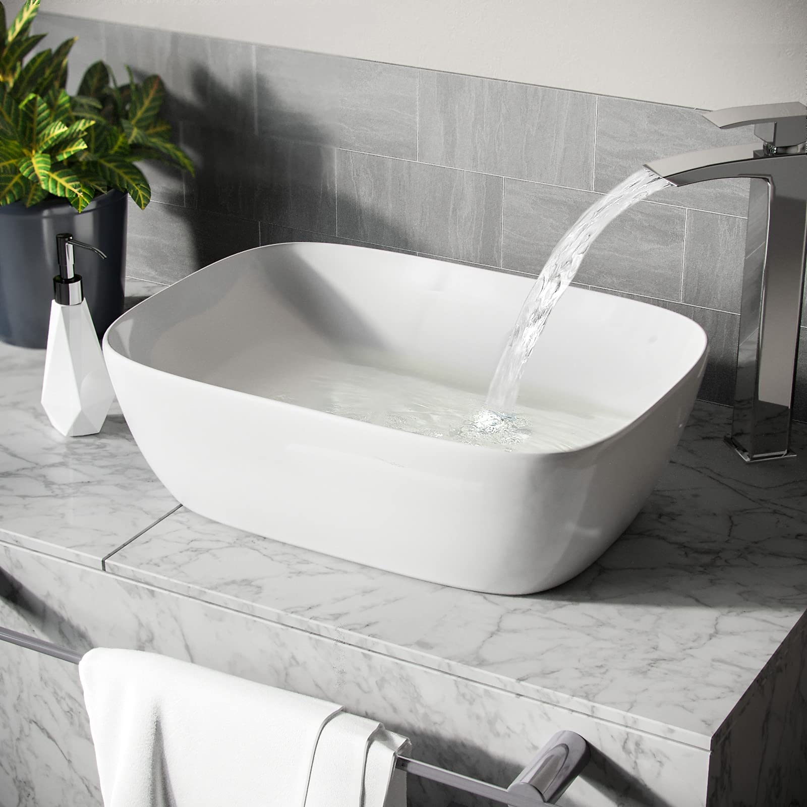 Nes Home White Leven Cloakroom Rectangle Stand Alone Counter Top Basin Sink Bowl