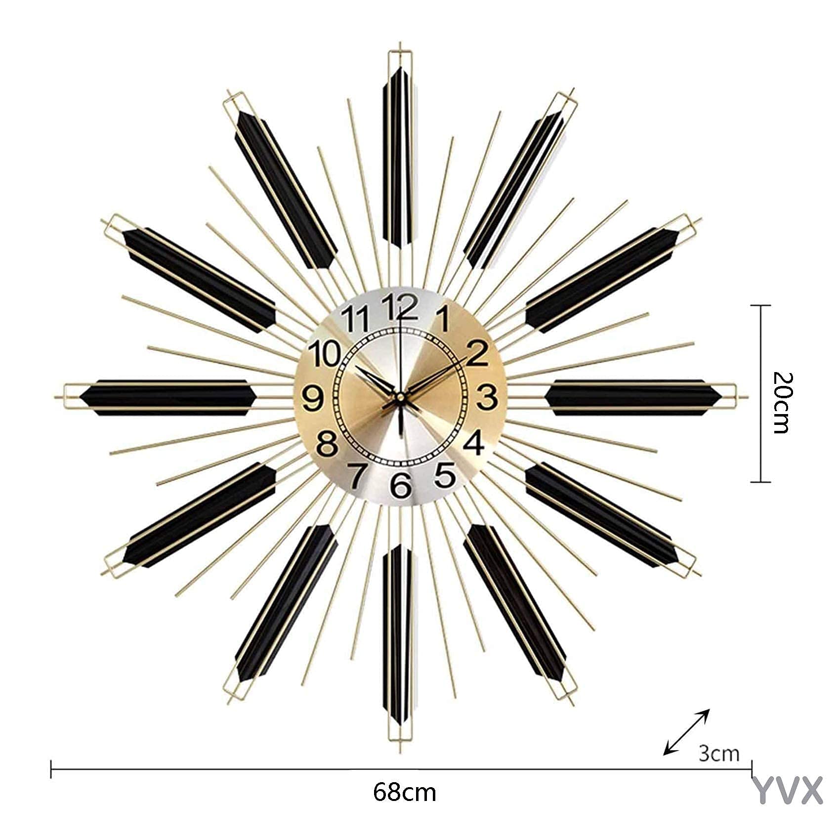 Horloge Murale 3D en Métal pour Salon, Cuisine, Bureau Et École - Décoration Artistique À Quartz Silencieux, Design Moderne, sans Tic-Tac, Décoration Élégante pour La Mai,