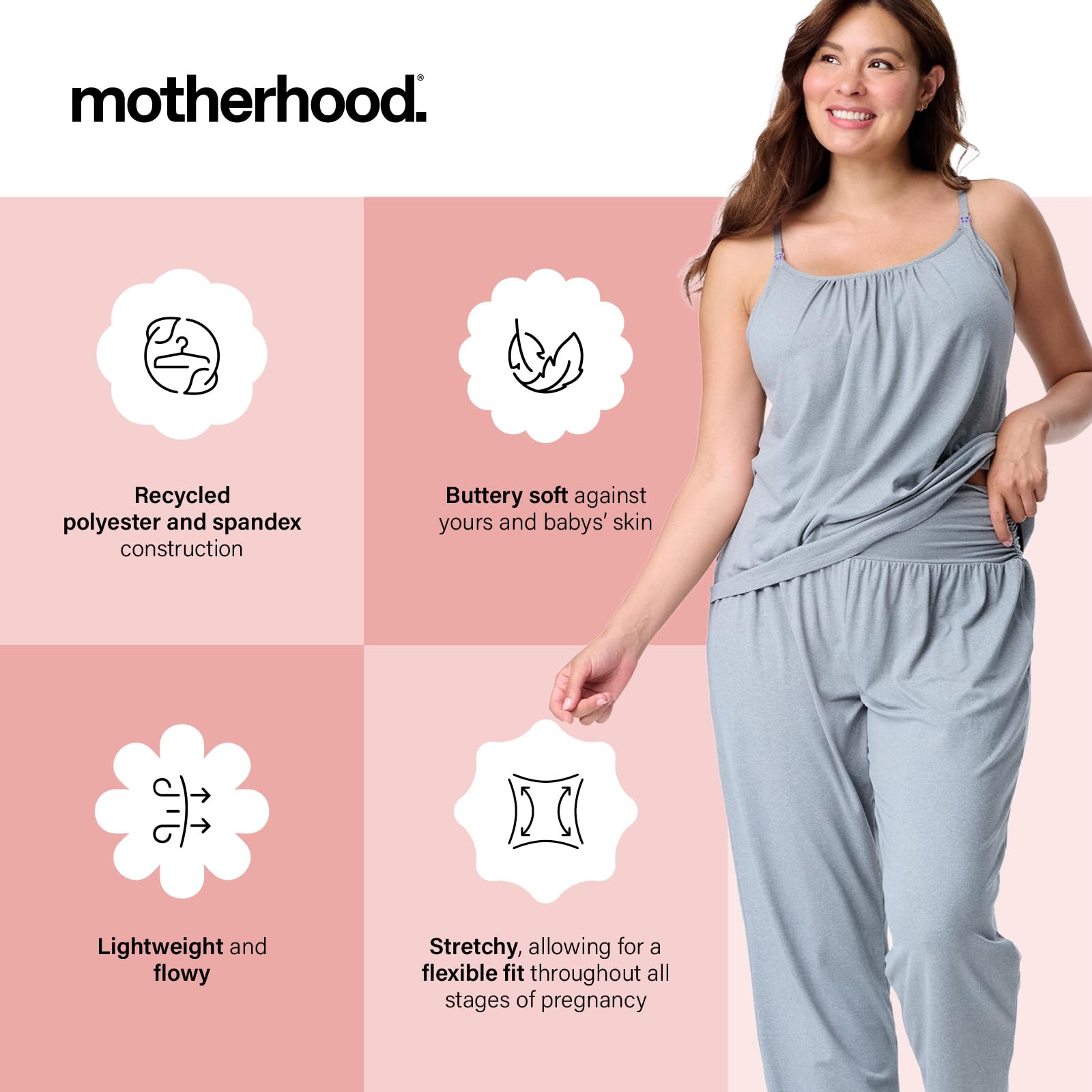Motherhood Damen Umstands-Swing-Cami & Foldover-Hose, Meliert, Grau, L