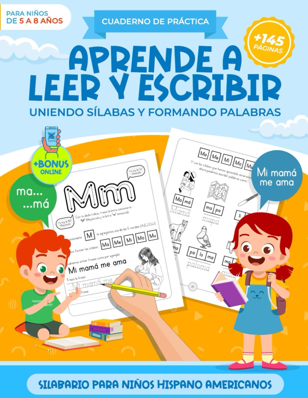 Aprender a leer y escribir uniendo sílabas y armando palabras | Cuaderno de práctica para niños en español: Cuaderno de caligrafía para niños | ... (Libros de Aprendizaje para niños en español)