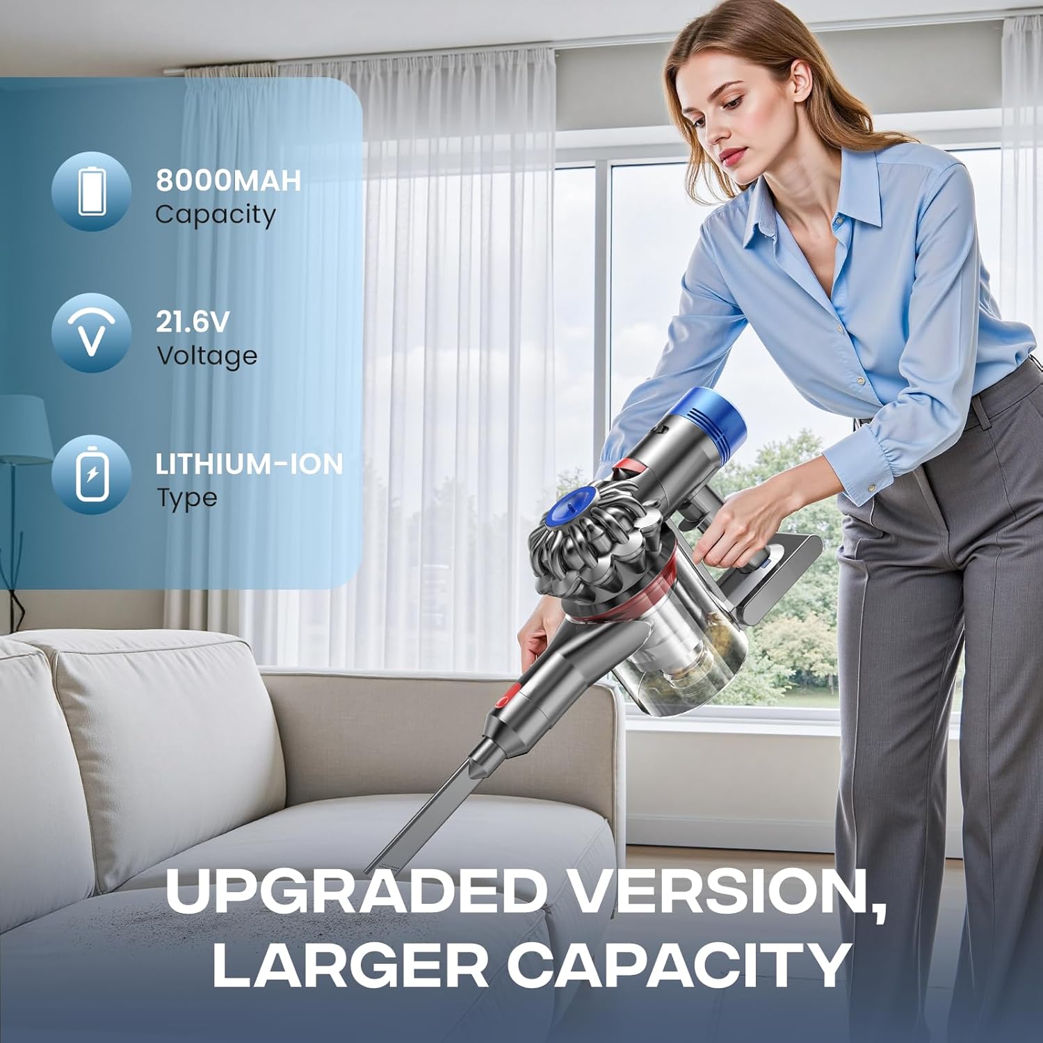 8.0Ah Replacement for V8 Battery Compatible with V8 Animal Battery Replacement V8 Absolute V8 Motorhead V8 Fluffy SV10 Batteries Carbon Fiber Vacuum Cleaner 21.6V