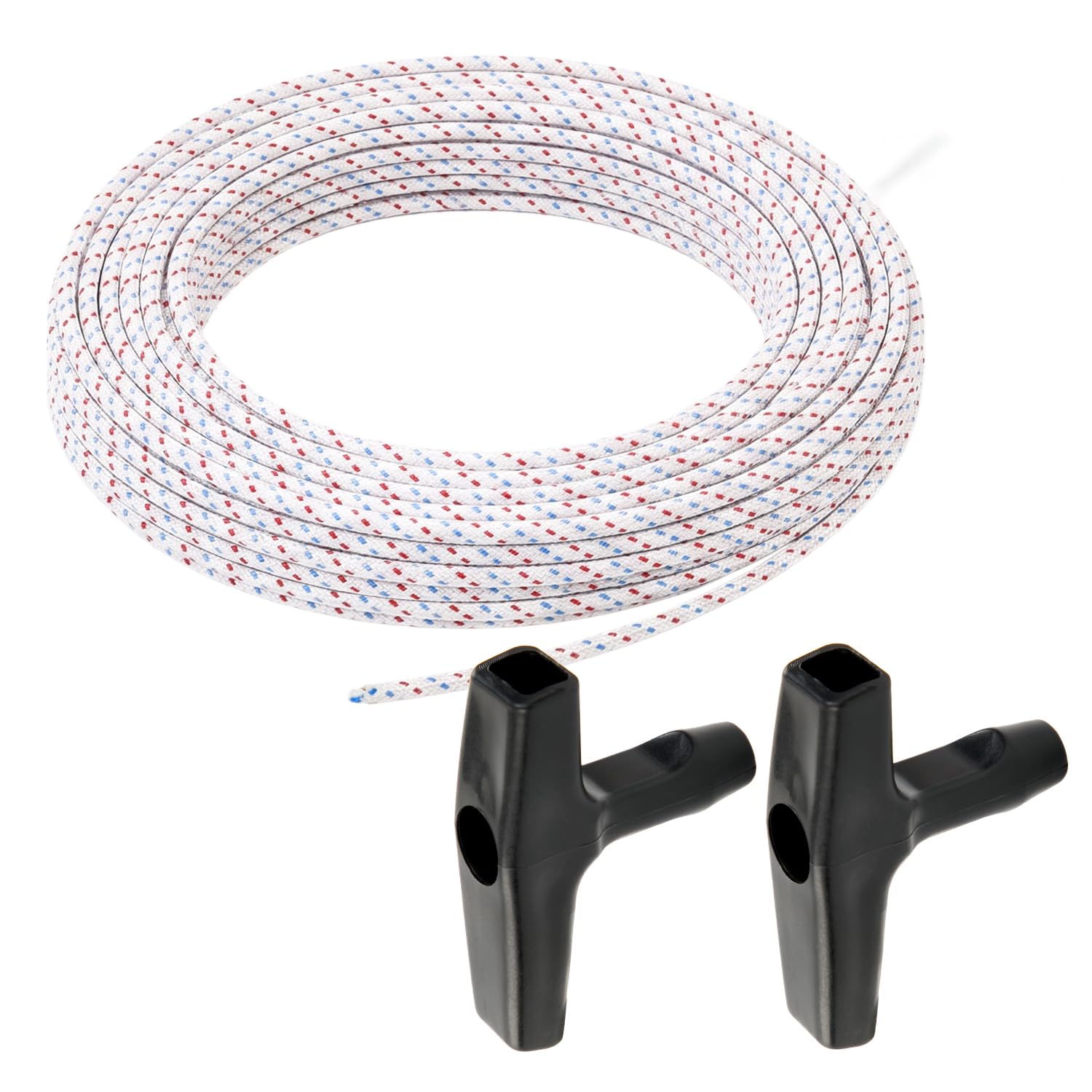 YARDMARIS 15.24M Recoil Starter Rope with 2 Starter Handles, Nylon Pull Cord Replacement for Lawnmower, Chainsaw, Trimmer, Strimmer, Engines -4.0mm