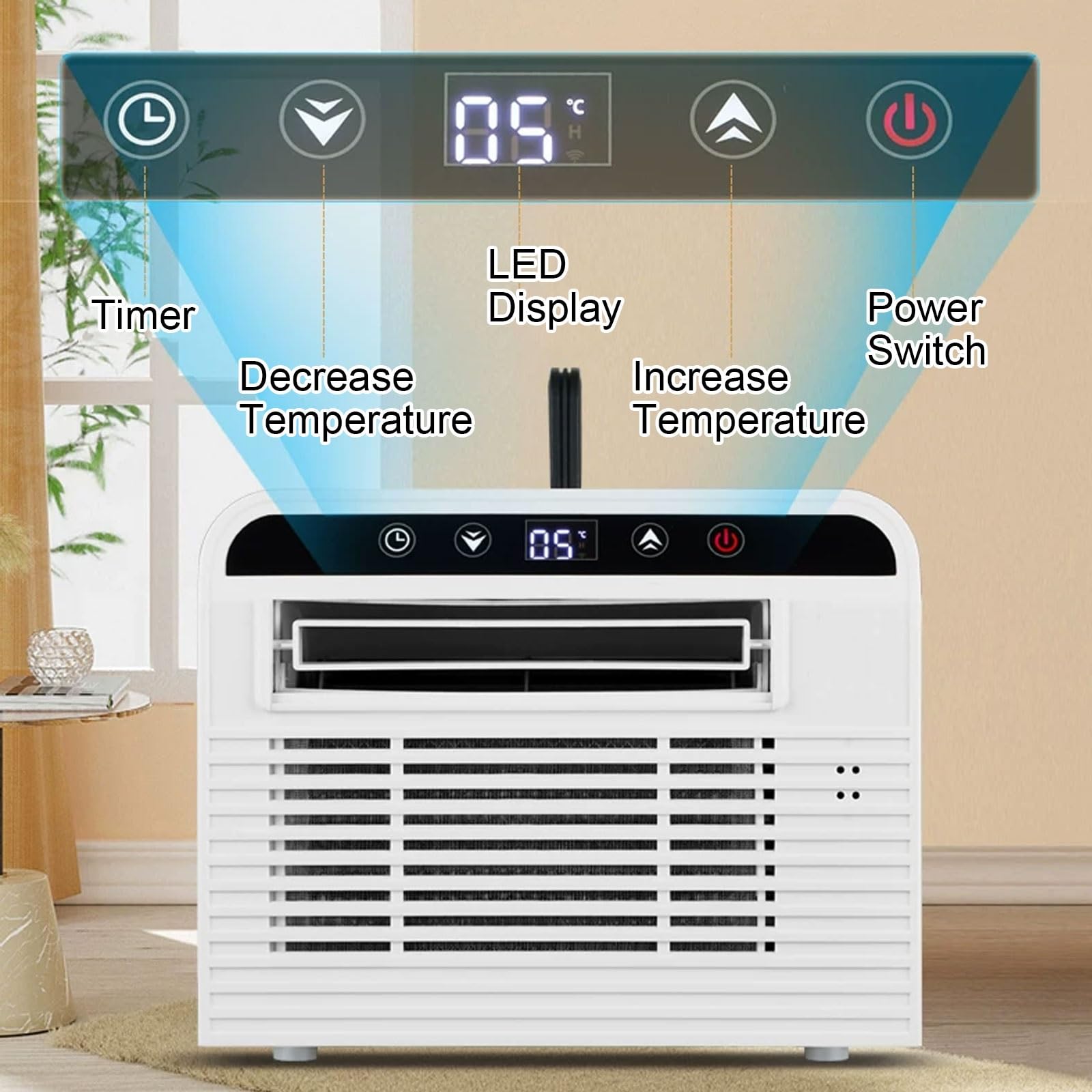 1100W/2500BTU Climatiseur Mobile pour Chambre Aucune Vidange Nécessaire