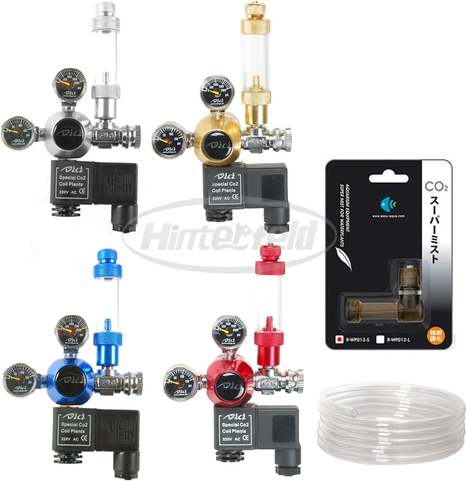 Aquarium DICI Dual Gauge CO2 Solenoid Regulator System Horiazontal Thread Set (Silver Regulator Set -US Standard)
