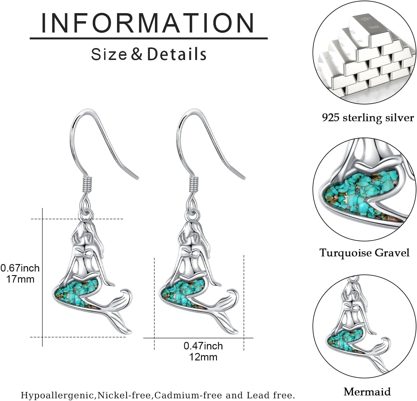 Ocean Earrings 925 Sterling Silver Turquoise Sea Animal Dangle Drop Earrings Beach Themed Jewelry Gifts for Women Girls - Image 6