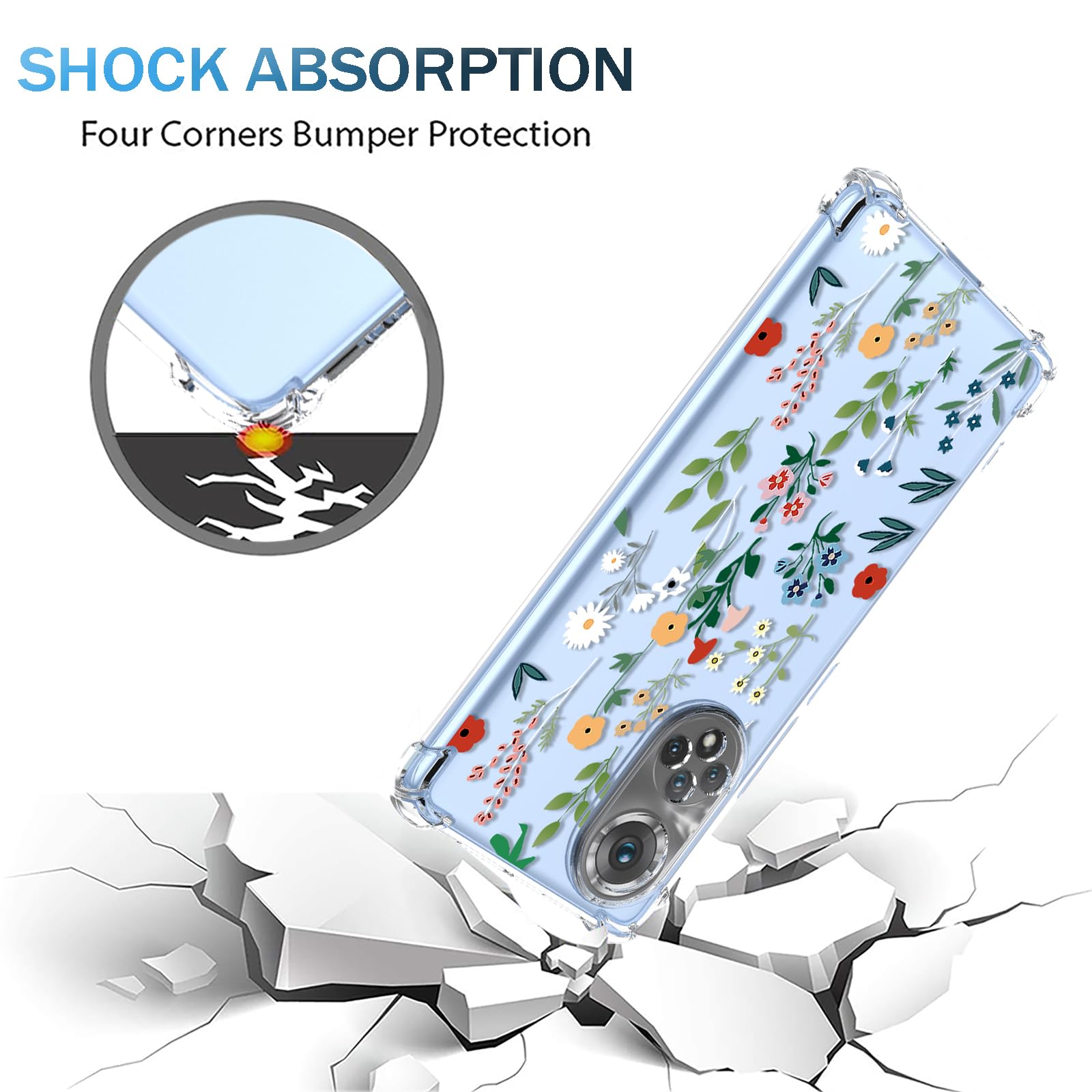 Supporto Pieghevole DOINK Cover Ultra Silicone Per Huawei Honor 50 5G | Huawei Nova 9 Custodia Mandala Blu