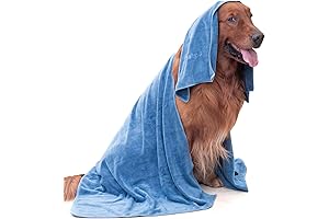 Ultra-Absorbent Blue Dog Towels for Large Breeds: 2-Piece Set Including Bath & Paw Towels