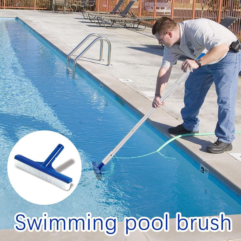 HEYIDAMAI Retino per piscina, a maglia fine, lunghezza 187 cm, profondità 14 cm, retino per piscina, retino per foglie, piscina, set di pulizia con spazzola per piscina e panni per la pulizia