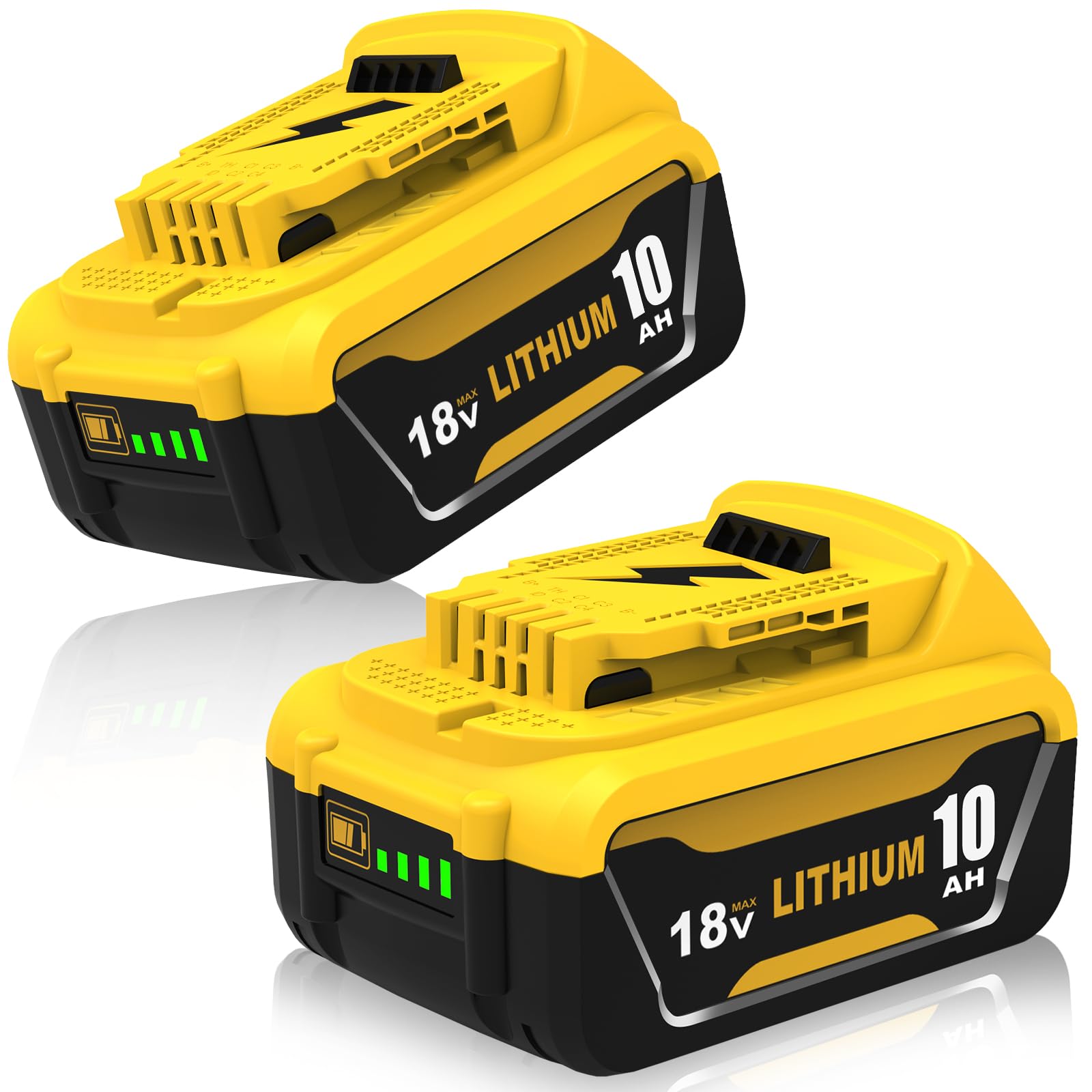 2X 10000mAh/10Ah Li-ion Replacement for Dewalt 18V Battery, Compatible with DCB184 DCB200 DCB182 DCB180 with LED Charge Indicator for Cordless Power Tools, 2 Packs