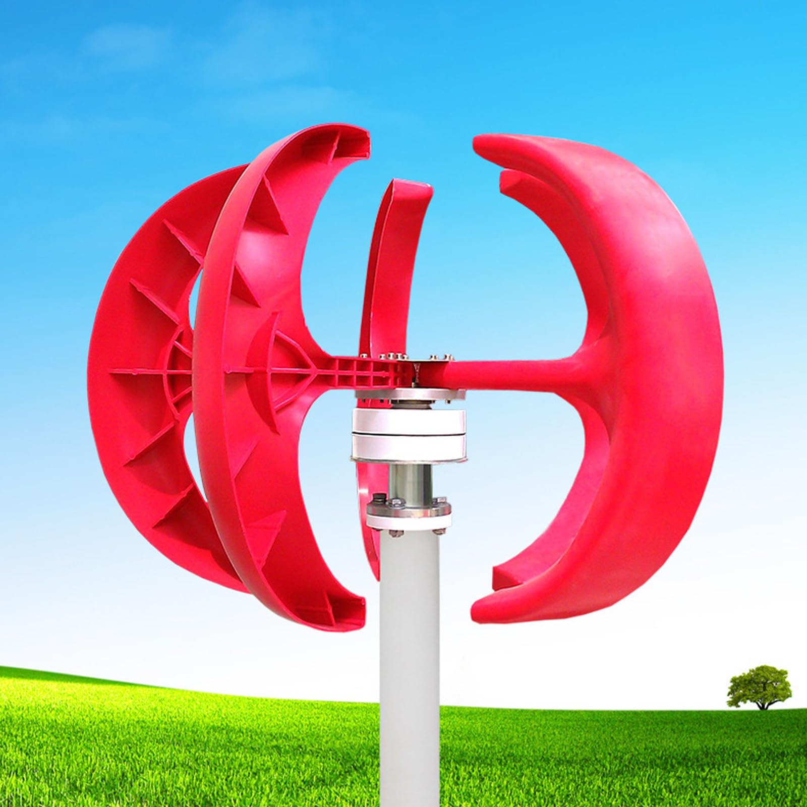FANGQMM 3000W Excellent Wind Generator Kit, 12V/ 24V/48V Automatic Motor Kit Windmill Energy Charge Turbines Red Lantern Vertical Axis with Controller for Home Camping 48V