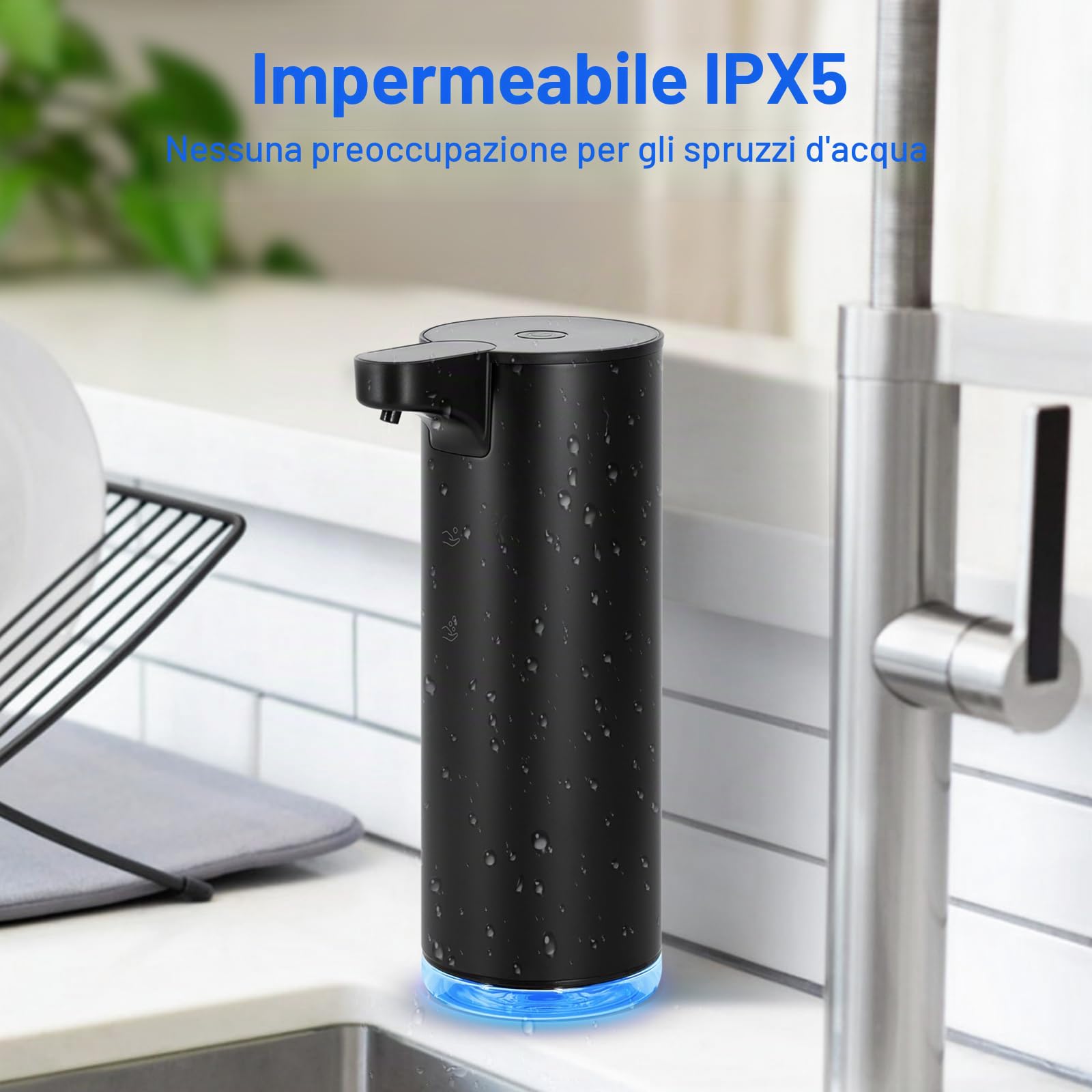 LAOPAO Dispenser Sapone Schiuma Automatico Acciaio Inossidabile: 2 Modalità | Pompa Anti-Otturazione, 0.2s Rapido Sensore, USB Ricaricabile, Impermeabile, per Bagno Cucina Lavaggio Mani e Stoviglie