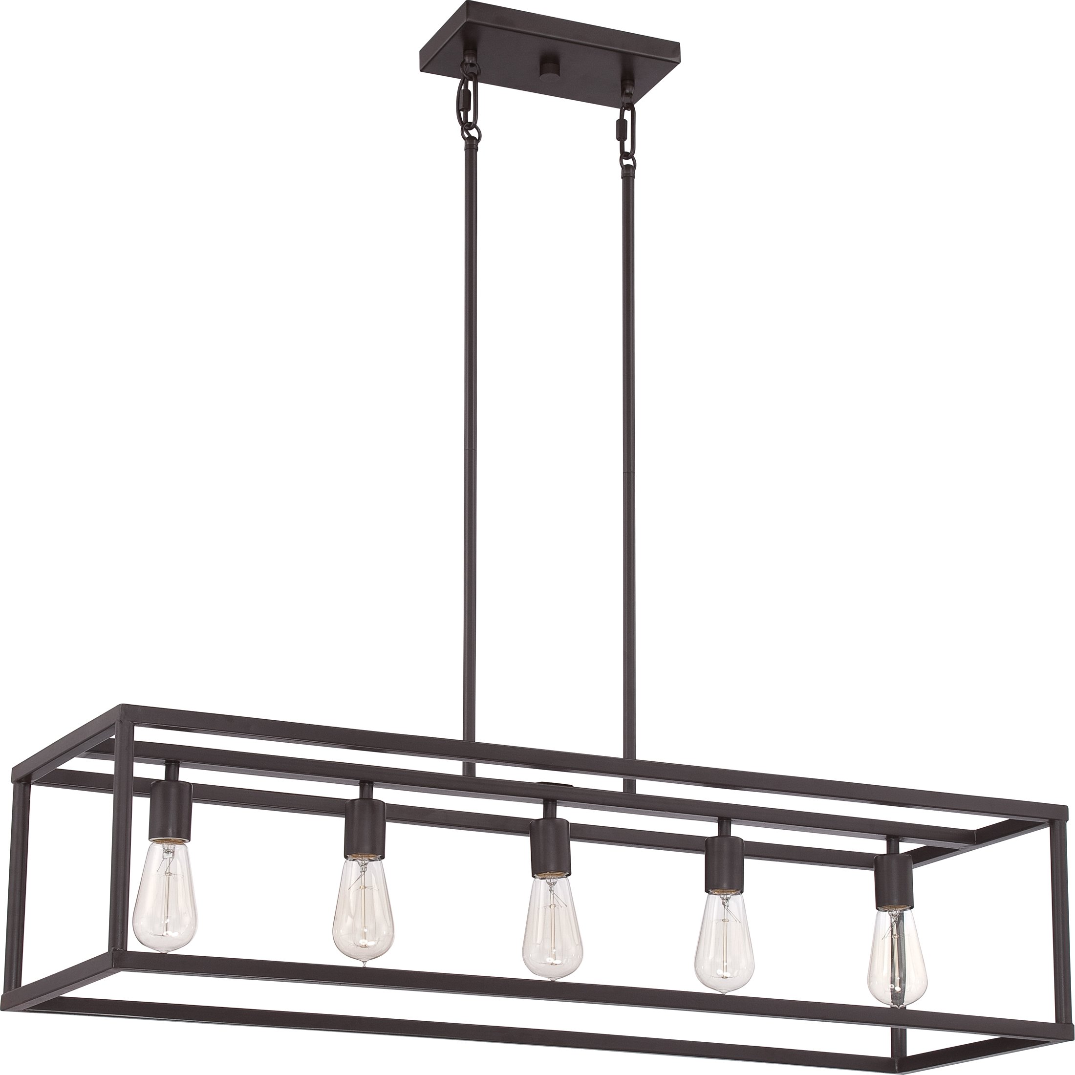 Quoizel New Harbor Linear Chandelier, 38 Inch 5-Light Western