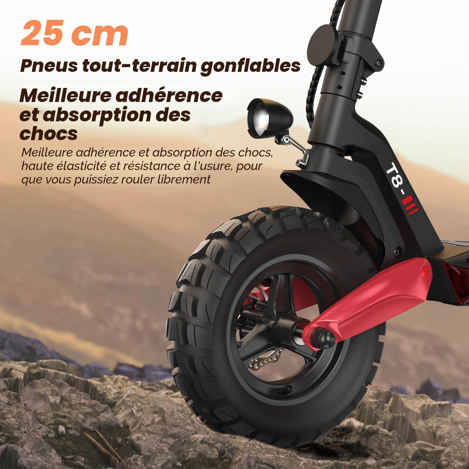 Trottinette E avec autorisation de Circulation routière, portée de 80 à 100 km, 48 V 15 Ah, pneus pneumatiques Tout-Terrain 10", Trottinette électrique ABE avec Double Absorption des Chocs, Pliable