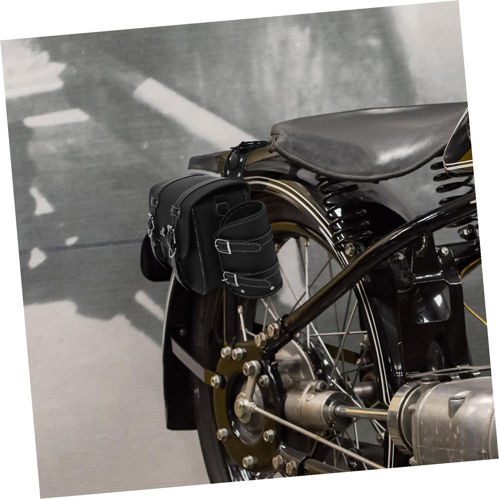 Uniwersalnych Sakw Motocyklowych z Paskami Zabezpieczającymi Skórzany Czarny Bocznych Toreb Narzędzia i Bagaż Do Motocykla Roweru i Samochodu Praktyczny Dodatek DIY
