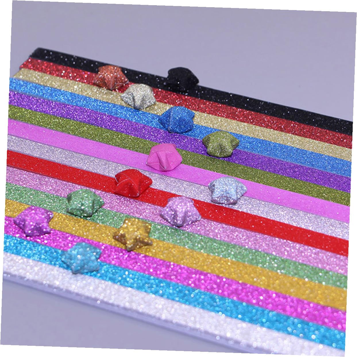 jojofuny 60 Confezioni Carta per Origami Stelle Glitterate Coloratper Fai da Te Creativo Carta Resistente per Progetti Artigianali Scuola