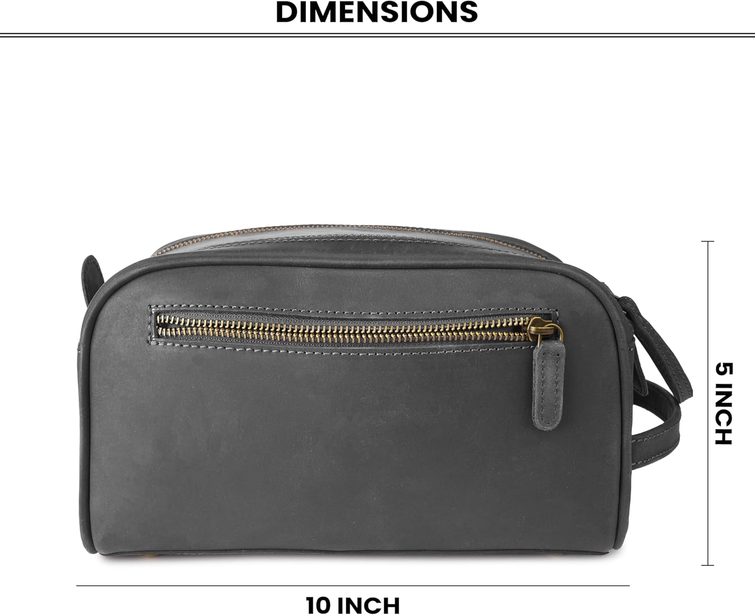 Rasavi Genuine Leather Travel Toiletry Bag, Handcrafted Vintage Water-Resistance Dopp Kit, Large Shaving & Bathroom Organizer - Gift for Men & Women - Black