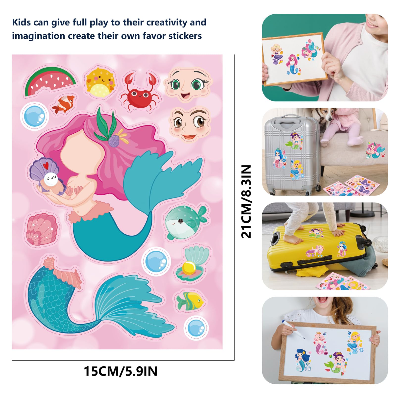 32 PCS Stickers for Kids Party Bag fillers Mermaid Stickers Make a face Stickers for Kids Sticker Sheets for Children Stickers for Party Bags Kids Party Favor Supplies - Image 4