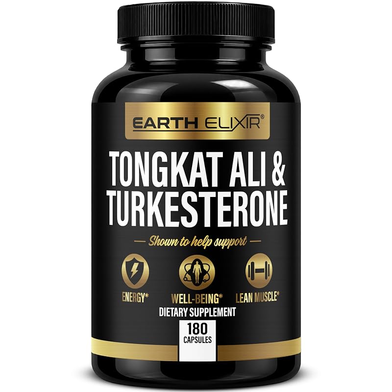 Earth Elixir Suplemento de turkesterona e tongkat ali em cápsulas, 180 cápsulas