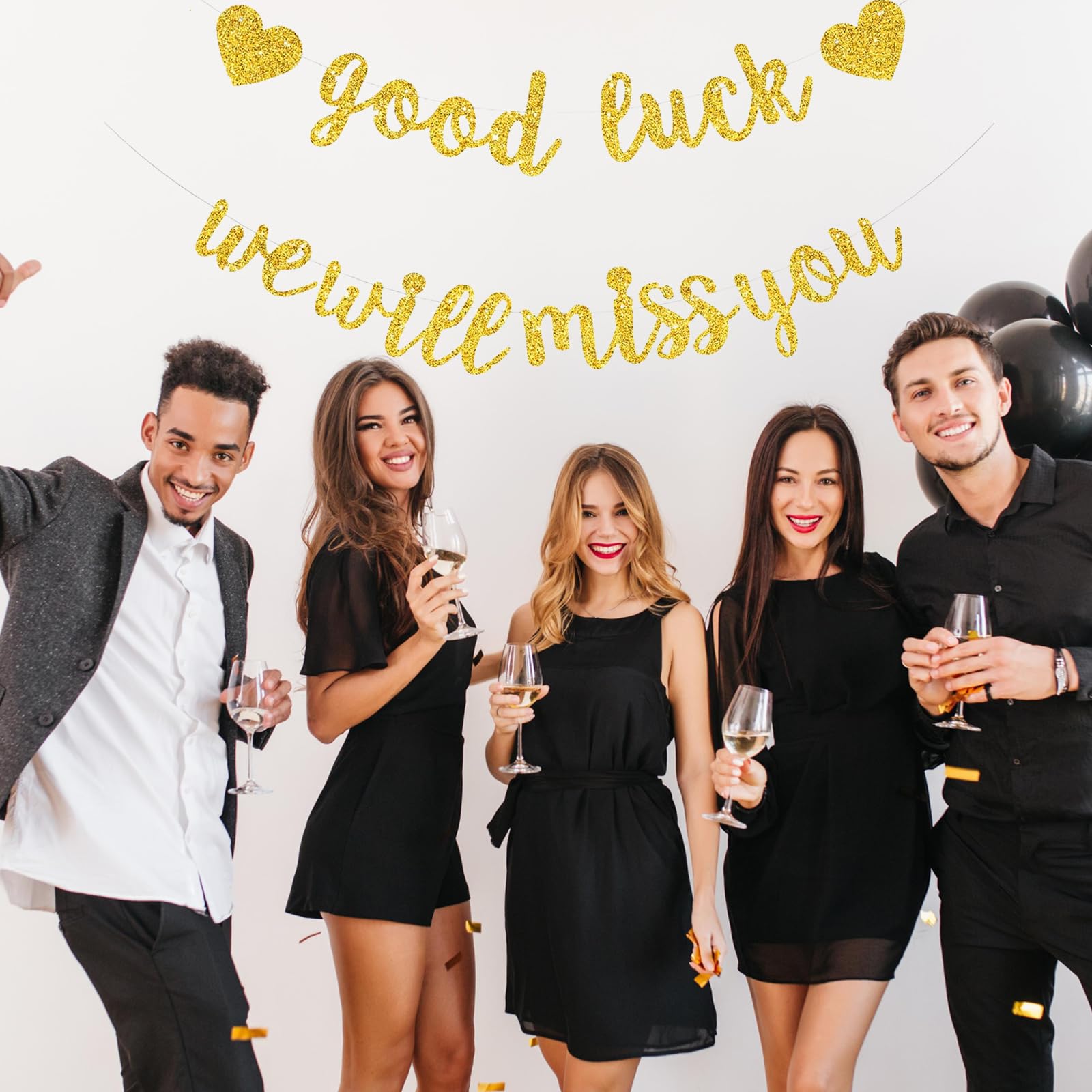 Bliceon Gold Luck We Will Miss You Banner, Glitter Retirement Party Sign Garland, Going Away Farewell Party Decorations - Image 4
