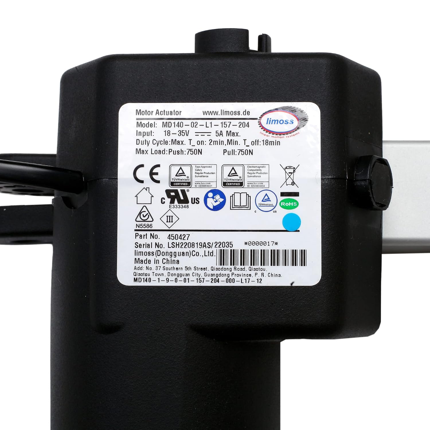 Recliner Limoss 450427 Motor Replacing Model 452601 451011 MD140-02-L1-157-204 Actuator Replacement with Power Supply AC Cord