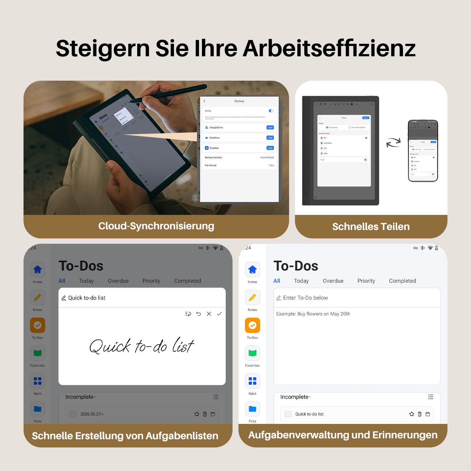 Huion Note E 8,4" Android Notizbuch, batterieloser Stift 8192 Druckstufen, papierähnliches Display, 6GB+128GB, Fingerabdruck & Cloud Backup, ideal zum Notizen, Lesen und Zeichnen.