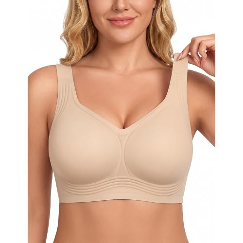 PoseFree Jelly Bras for Women No Underwire, Supportive Wireless Comfort Bra, Full Coverage Back Smoothing Bra
