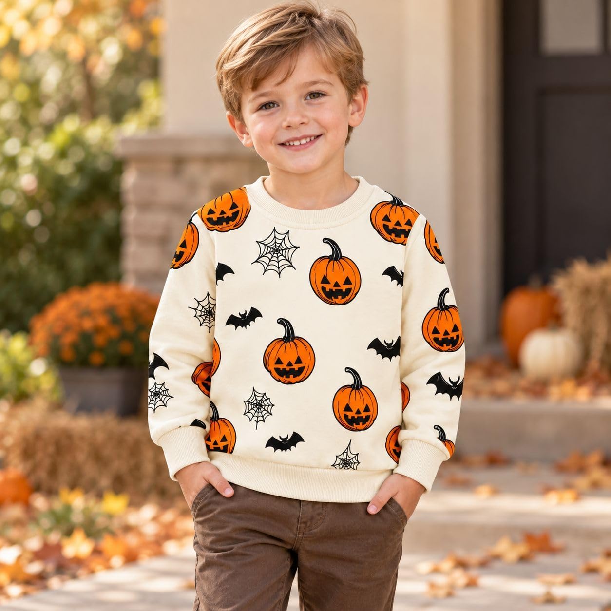 HILEELANG Boys Girls Halloween Sweatshirt Cotton Long Sleeve Fall Pullover