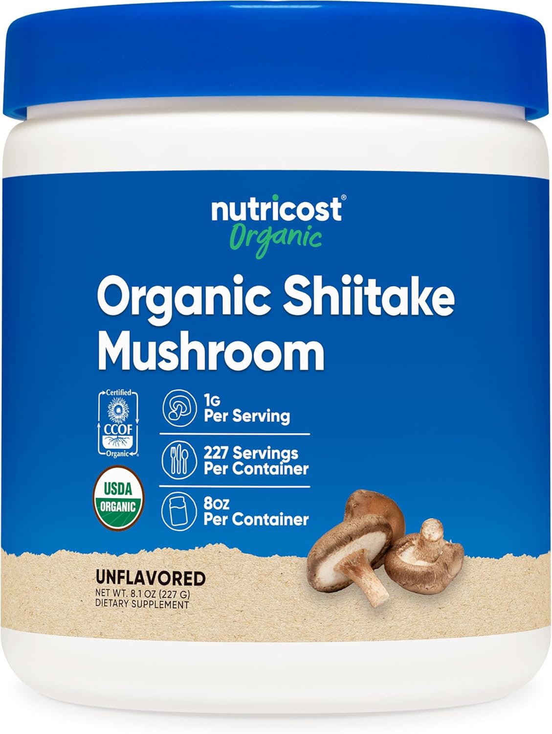 Nutricost Organic Shiitake Mushroom Powder 8oz – 100% Organic Certified, Gluten Free, Non-GMO
