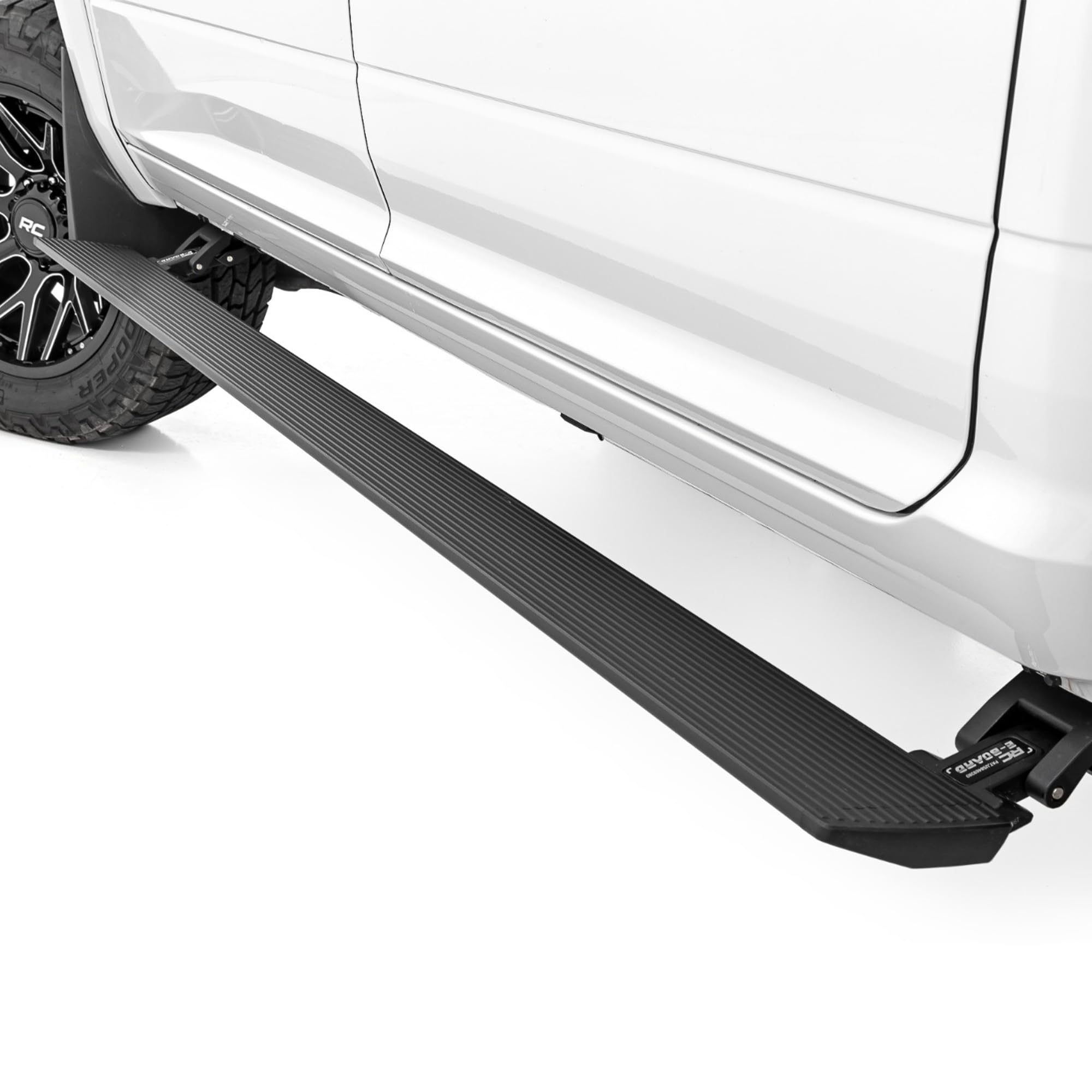Photo 1 of [Steps only] Rough Country Power Running Boards with LED Step Lights for Ram 2500/3500 Quad Cab (2010-2025) - Retractable Electric Side Steps, Non-Slip Aluminum Design
