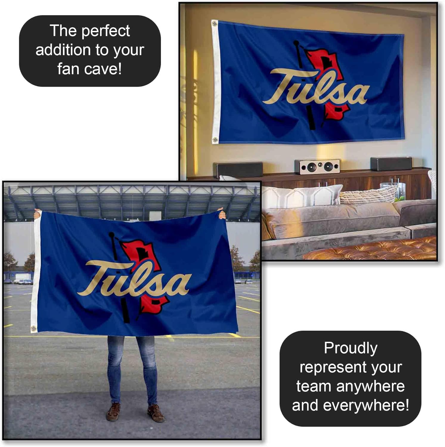 Tulsa Hurricanes Primary Logo Large Grommet Banner Flag