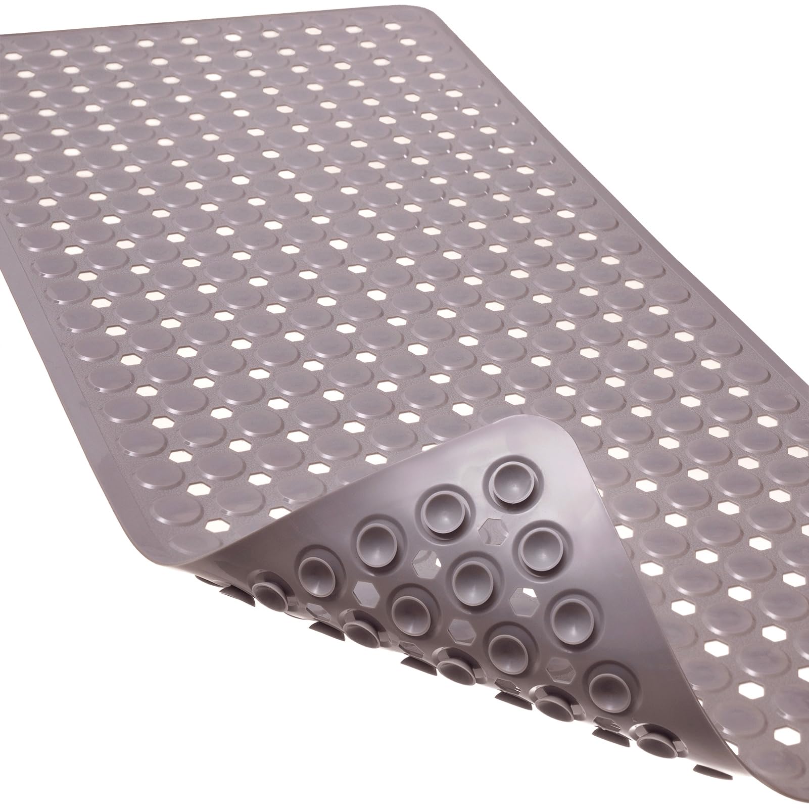 Linoows Non-Slip Bathtub and Shower Mats, Power Grip Bath Mat 35 x 16.3 Inch with Suction Cups and Drain Holes for Tub Bathroom Floor Safety, Machine