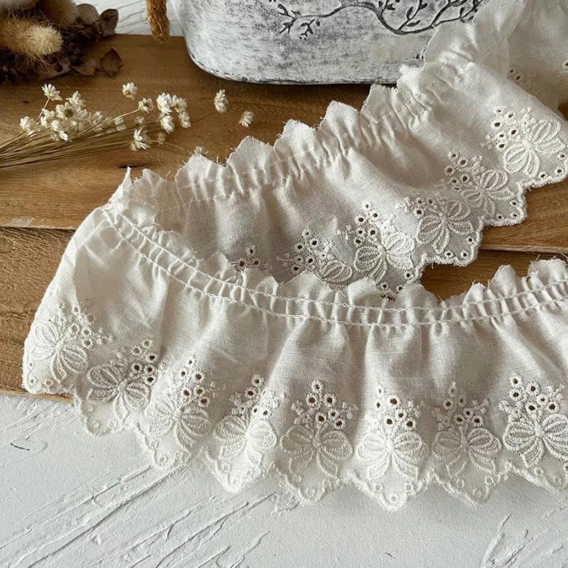 Tessuto di pizzo con fiori ricamati di lusso largo 7 cm con decalcomania bambola marionetta fai da te cucito abbigliamento colletto volant accessorio da sposa-beige 7 cm_a-10 iarde