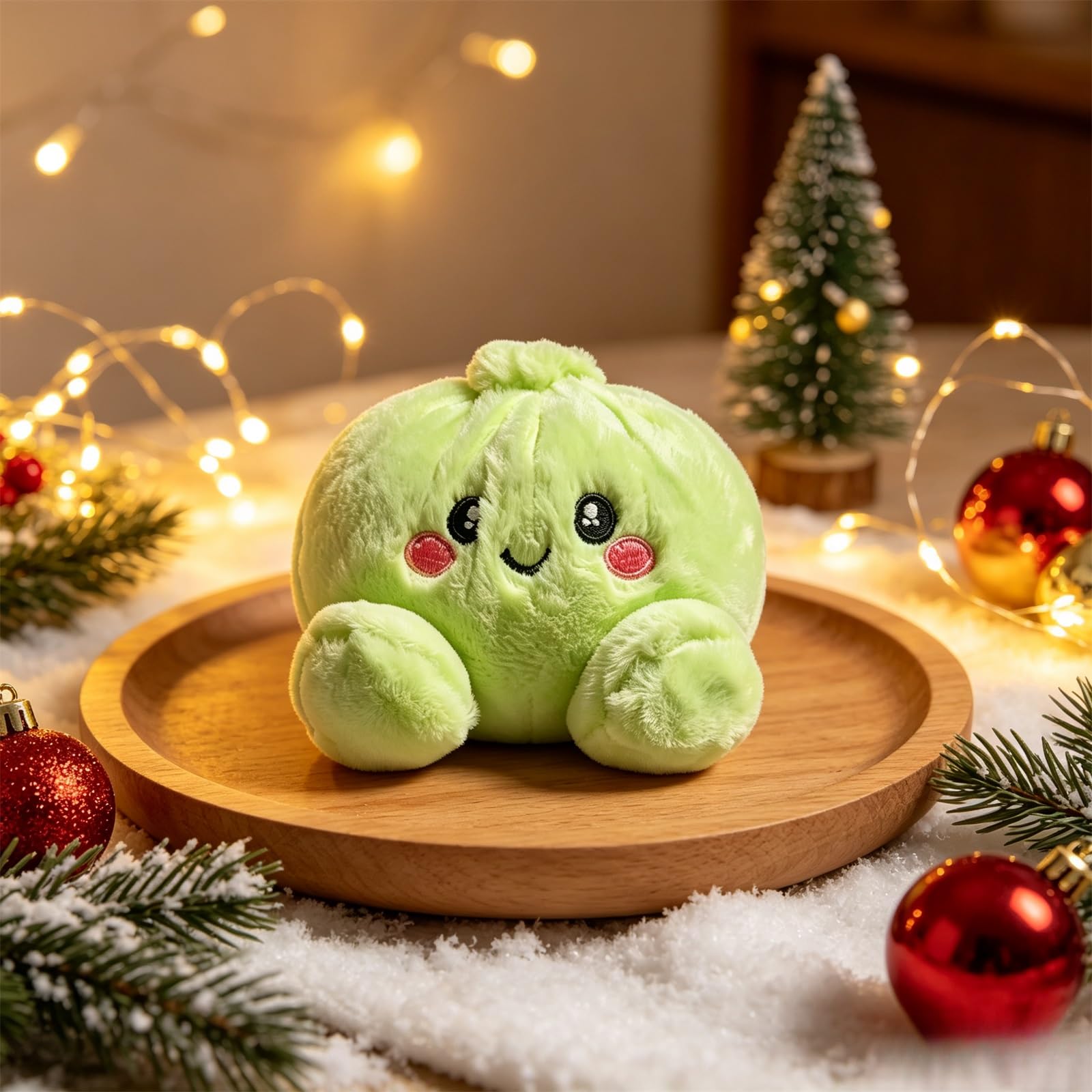Filling Soft Dumpling Pillow,Cute Plush Stuffed Steamed Bun Pillow (Green, 15cm)