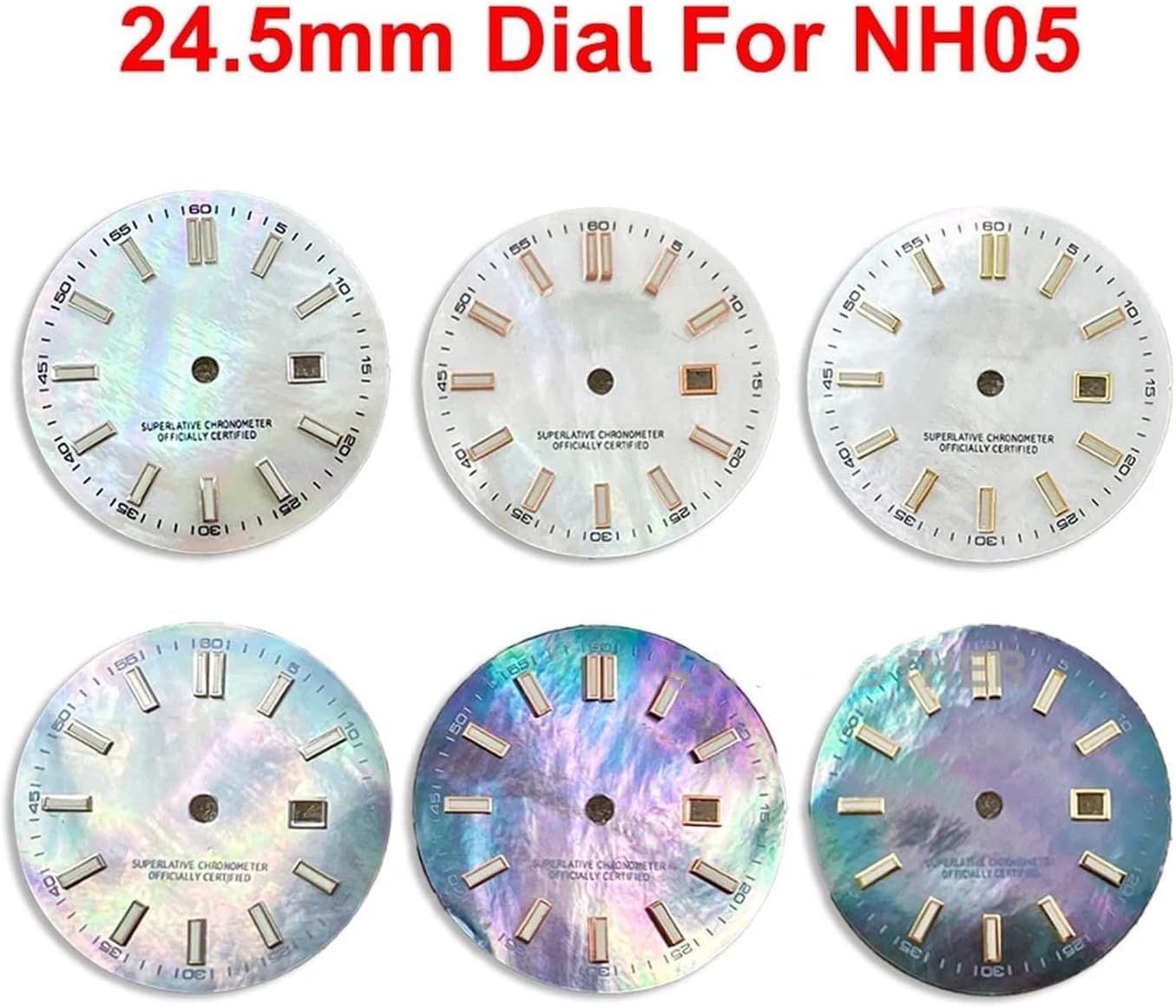 24,5 mm NH05 Zifferblatt, Perlmutt, Naturperlmuttgrün, Leuchtmasse, für 31 mm DJ-Gehäuse