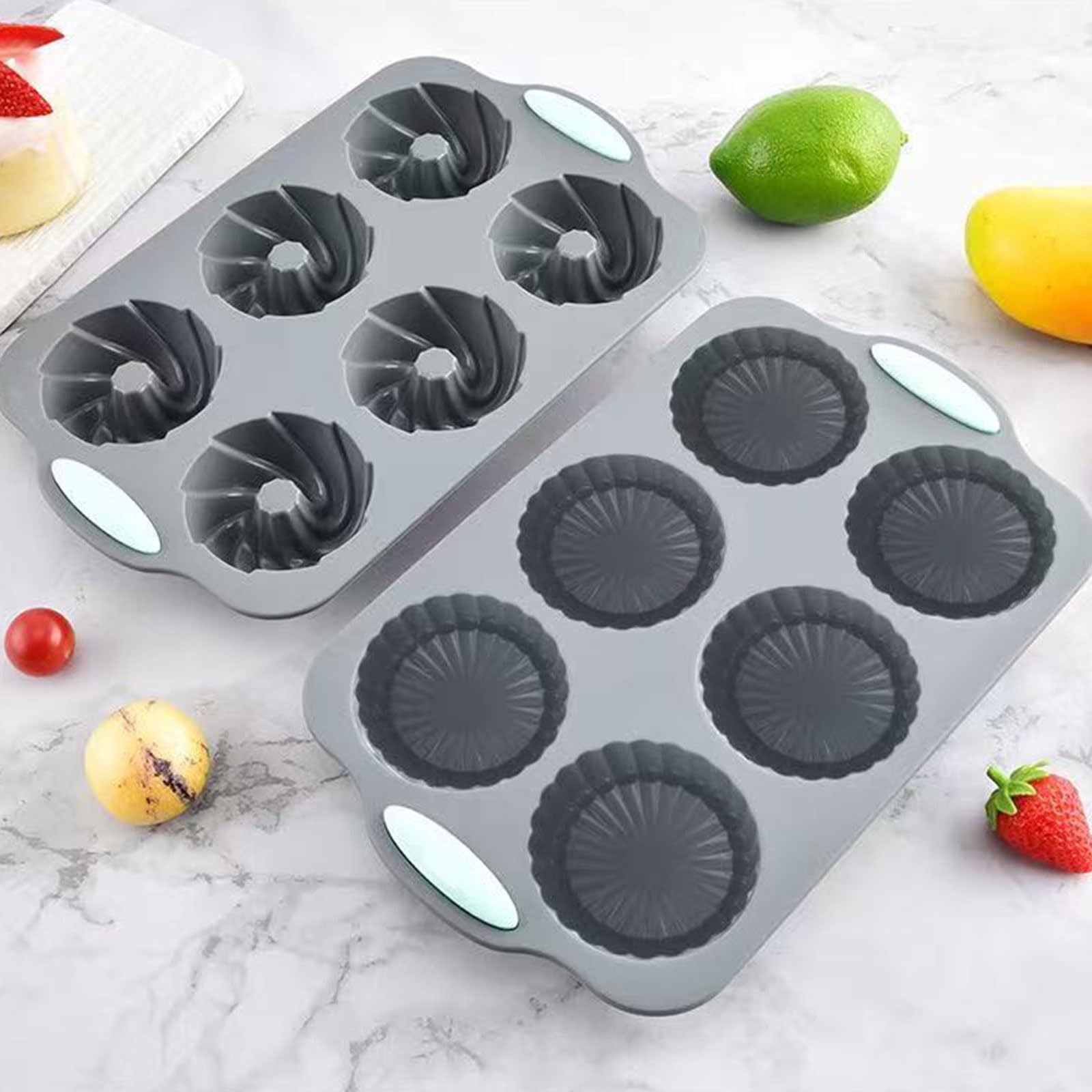 Moules en silicone avec 6 cavités pour petits gâteaux cannelés, savons, toasts au chocolat, utilisation polyvalente, moule à gâteau cannelé en silicone
