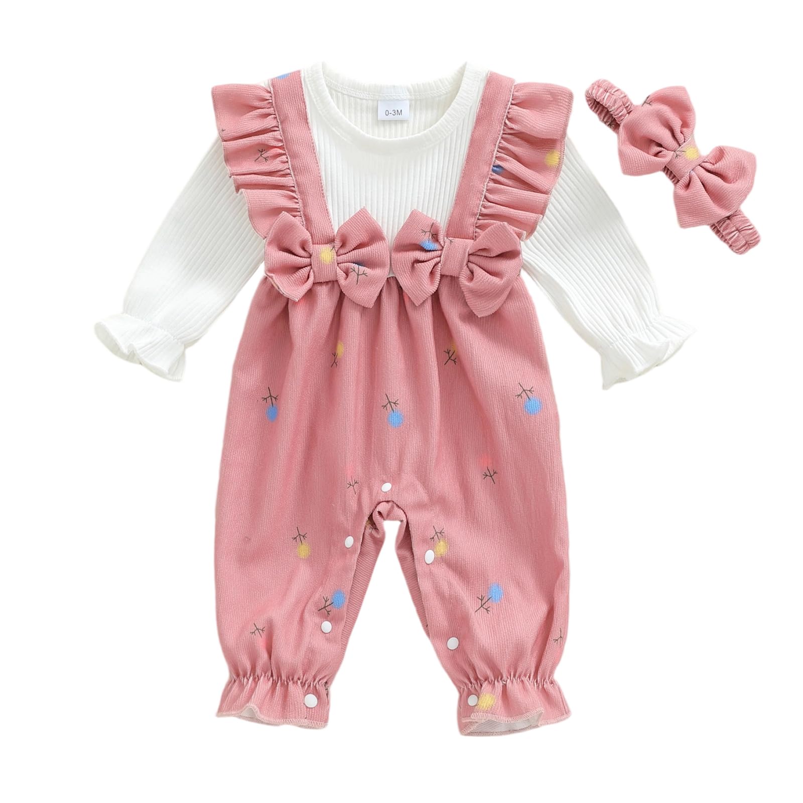 YINGISFITM Newborn Baby Girl Clothes Floral Romper Fack Two Piece Jumpsuit | Floral Romper,Vintage Infant Jumpsuit,Bow Heandband,Baby Girl Clothes Newborn Fall/Winter 0 3 6 9 12 18 Months 0-3 Months Floral