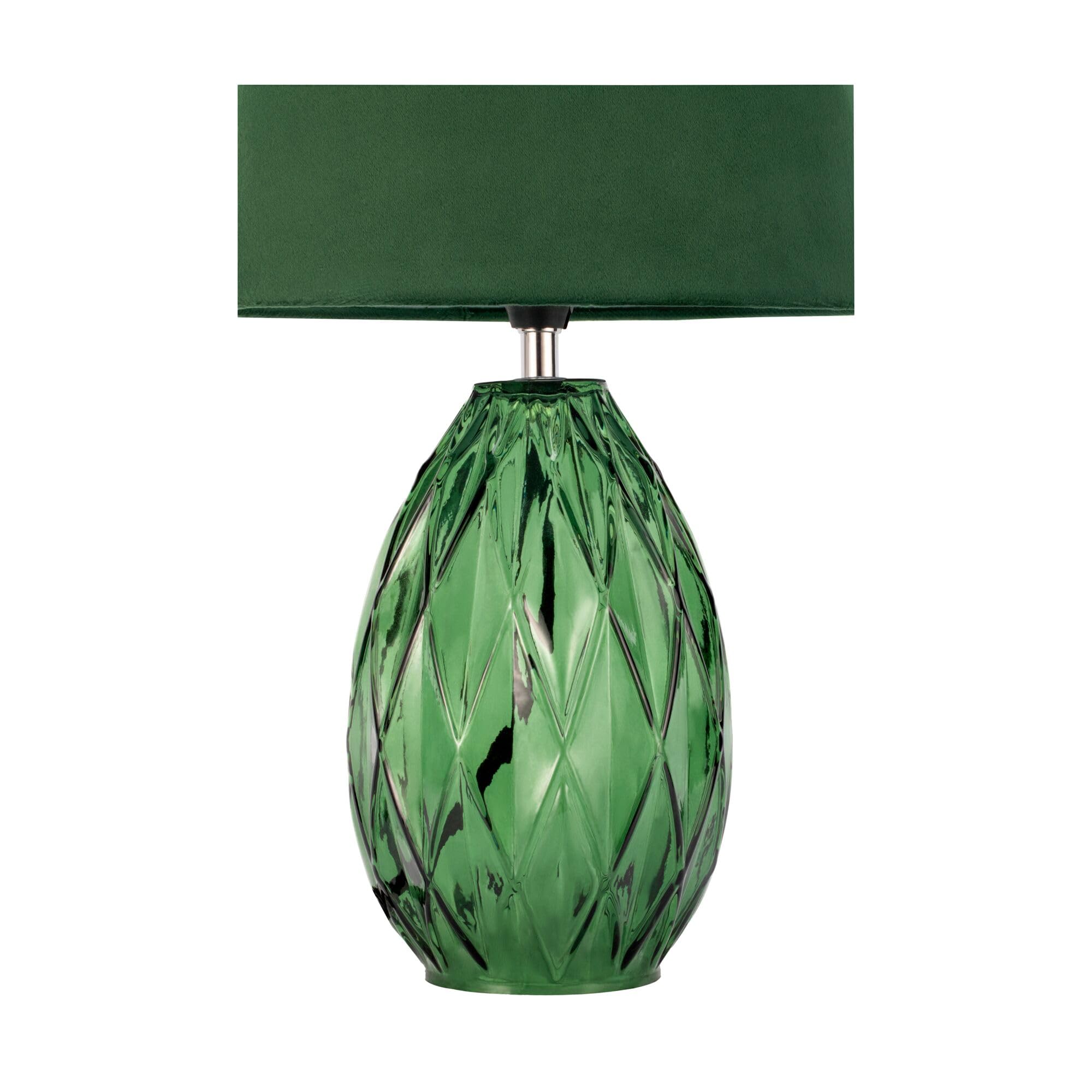 Pauleen 48156 luminaria de sobremesa Crystal Velvet, pantalla de tela aterciopelada, lámpara de vidrio verde, máx. 40 W E14 verde 230 V vidrio/tela