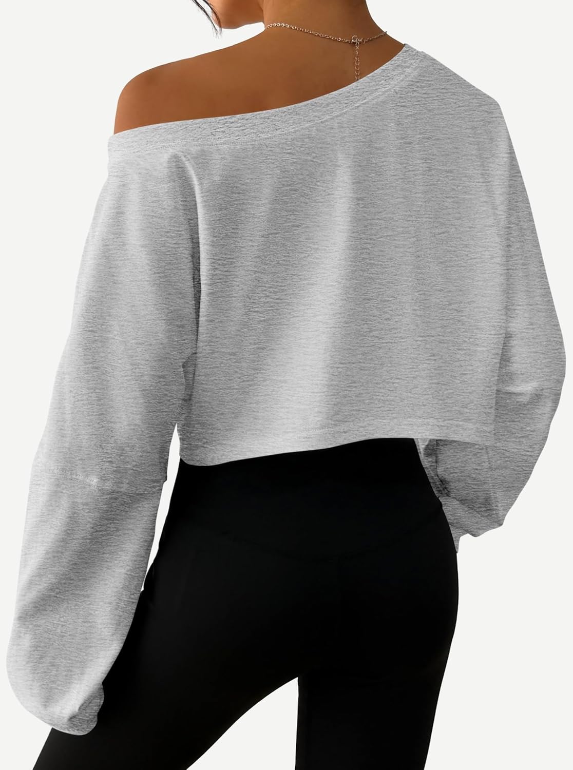 Remidoo Women's Off the Shoulder Sweatshirt Oversized Cropped Sweatshirts Long Sleeve Pullover Top - Image 4