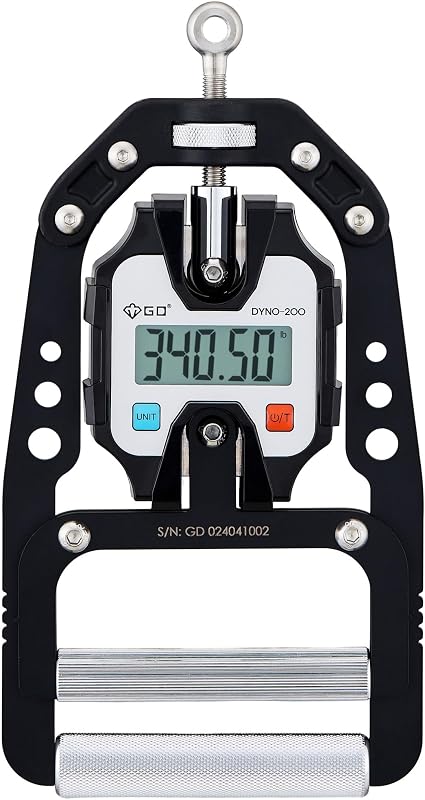 GD DYNO-200 Probador de fuerza de agarre Dinamómetro de mano digital | Probador de fuerza manual de 440 libras y 200kg, medida de agarre, ejercitador de antebrazo, equipo de entrenamiento de lucha libre, fortalecedor de pinza
