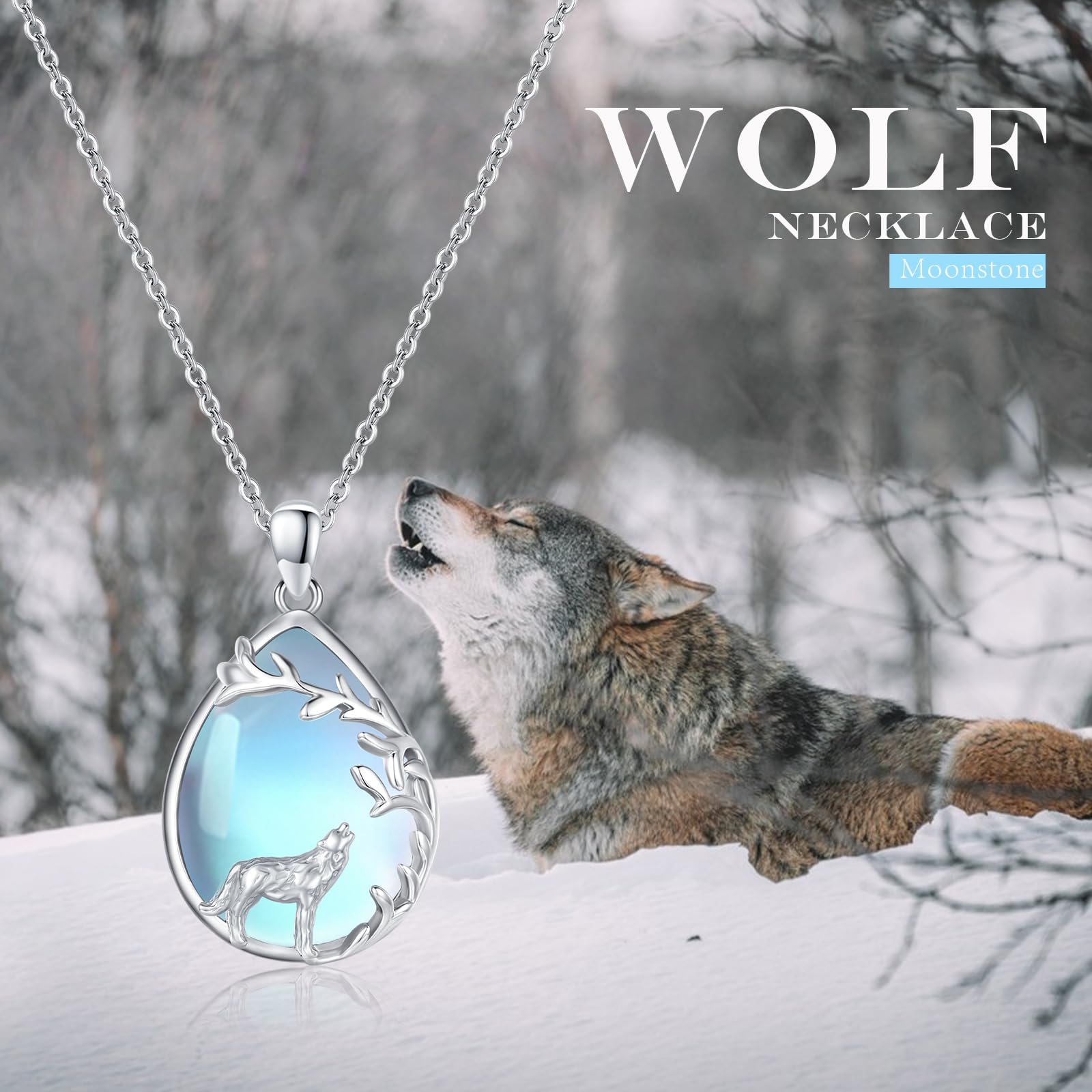Wolf Kette Sterling Silber Wolf Halskette Wolf Anhänger Geschenke Weihnachts für Damen Teenager Mädchen
